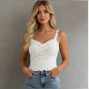 White Guipure Lace Cami Top
